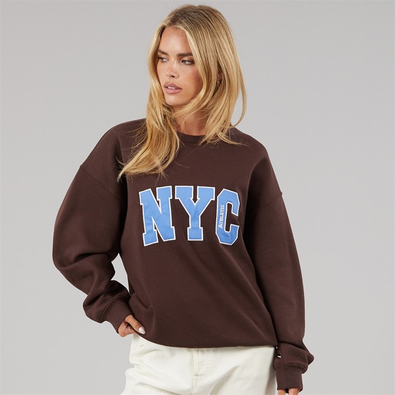 Brave Soul Womens Arlo Sweatshirt Chocolate/Blue - Image 3