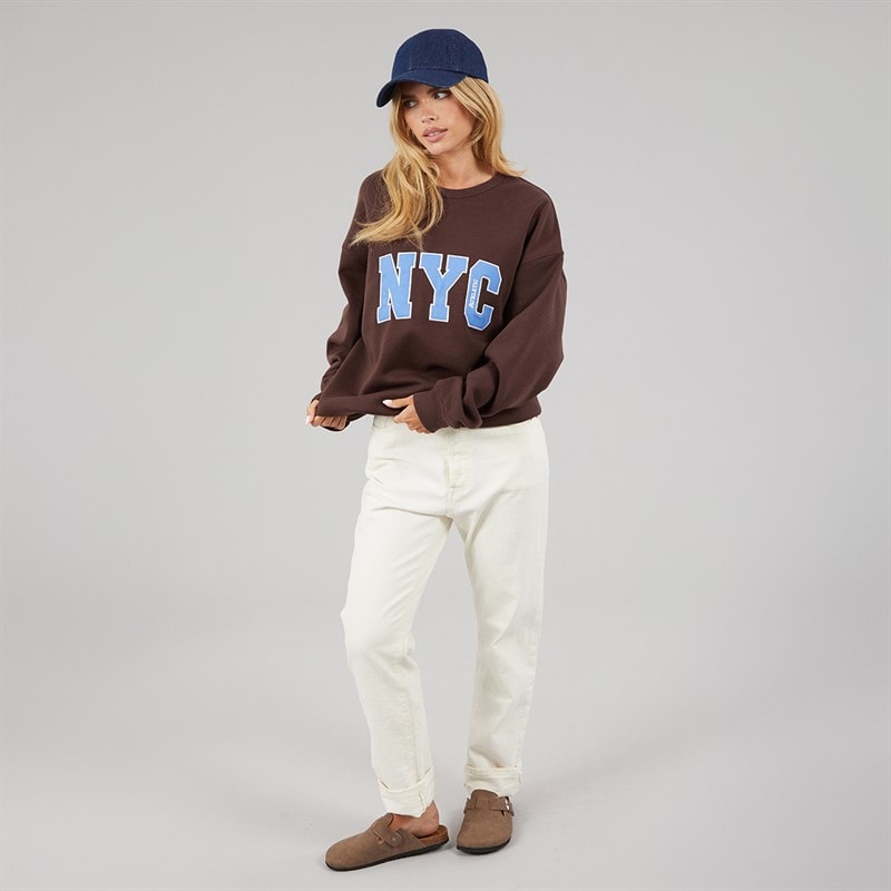 Brave Soul Womens Arlo Sweatshirt Chocolate/Blue - Image 4