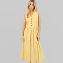 Brave Soul Womens Benit Button Down Midi Dress Yellow