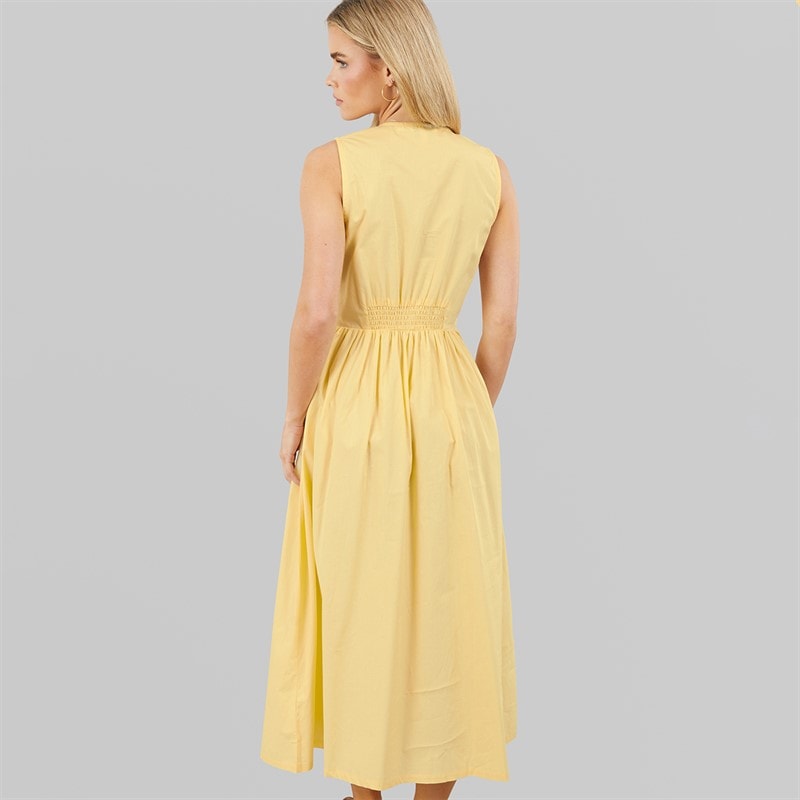 Brave Soul Womens Benit Button Down Midi Dress Yellow - Image 2