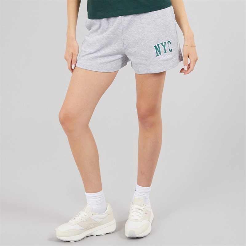 Brave Soul Womens Fraser Drawstring Shorts Grey Marl/Green - Image 1