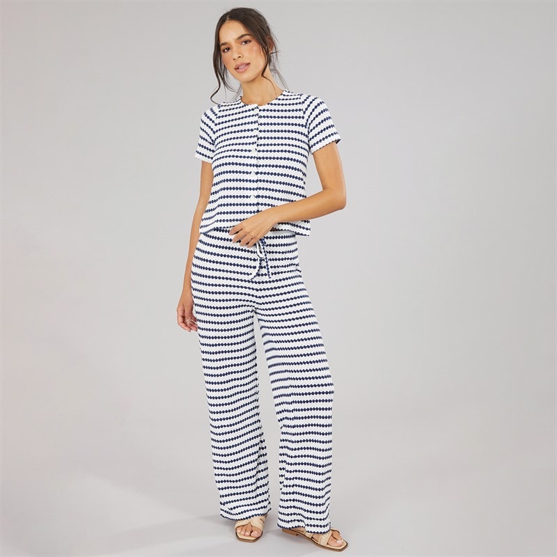 Brave Soul Womens Lynus Trousers Cream/Navy - Image 3