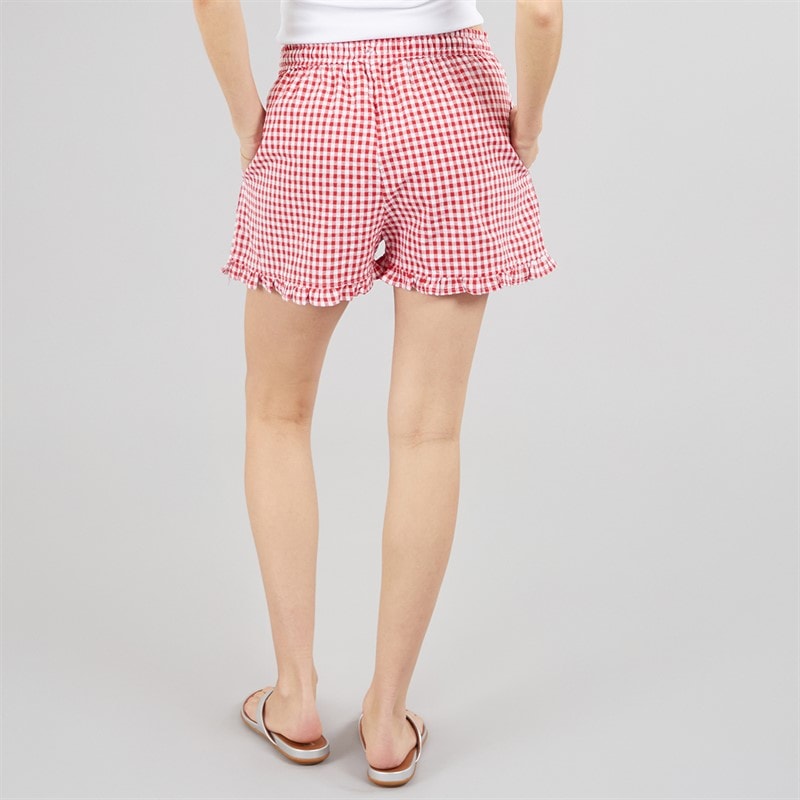 Brave Soul Womens Detroit Mini Shorts Red/White - Image 2