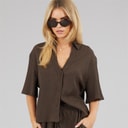 Brave Soul Womens Tara Short Sleeve Shirt Chocolate