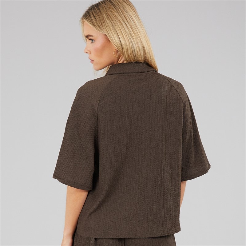 Brave Soul Womens Tara Short Sleeve Shirt Chocolate - Image 2