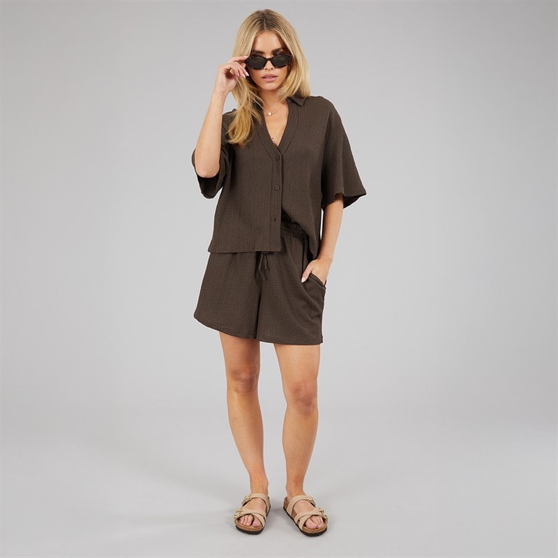 Brave Soul Womens Tara Short Sleeve Shirt Chocolate - Image 3