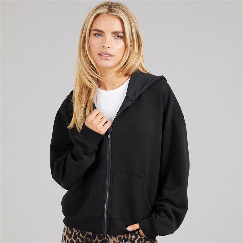 Brave Soul Womens Julie Zip Through Hoodie Black - Image 3