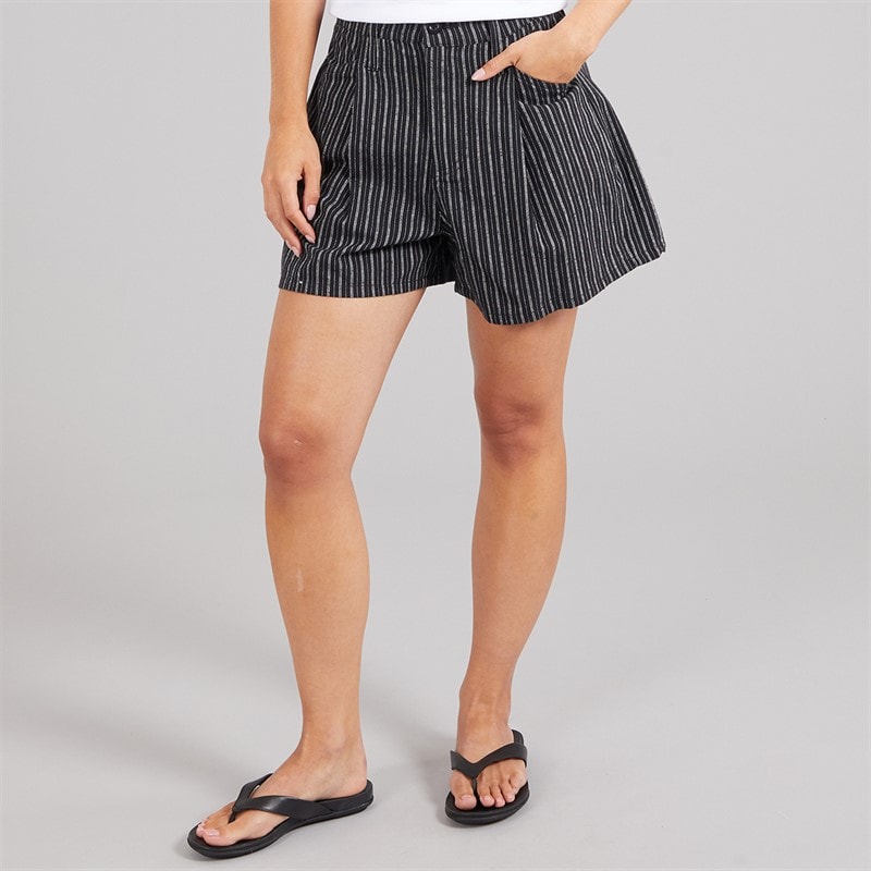 Brave Soul Womens Ziana Tailored Shorts Black/Cream
