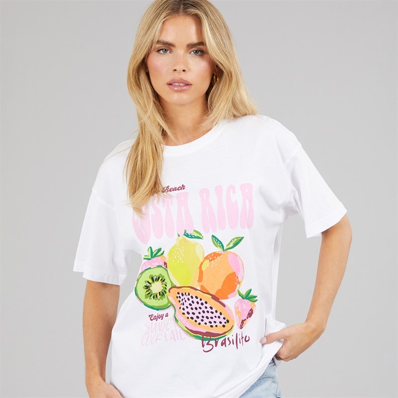 Brave Soul Womens Coco Graphic T-Shirt White - Image 1