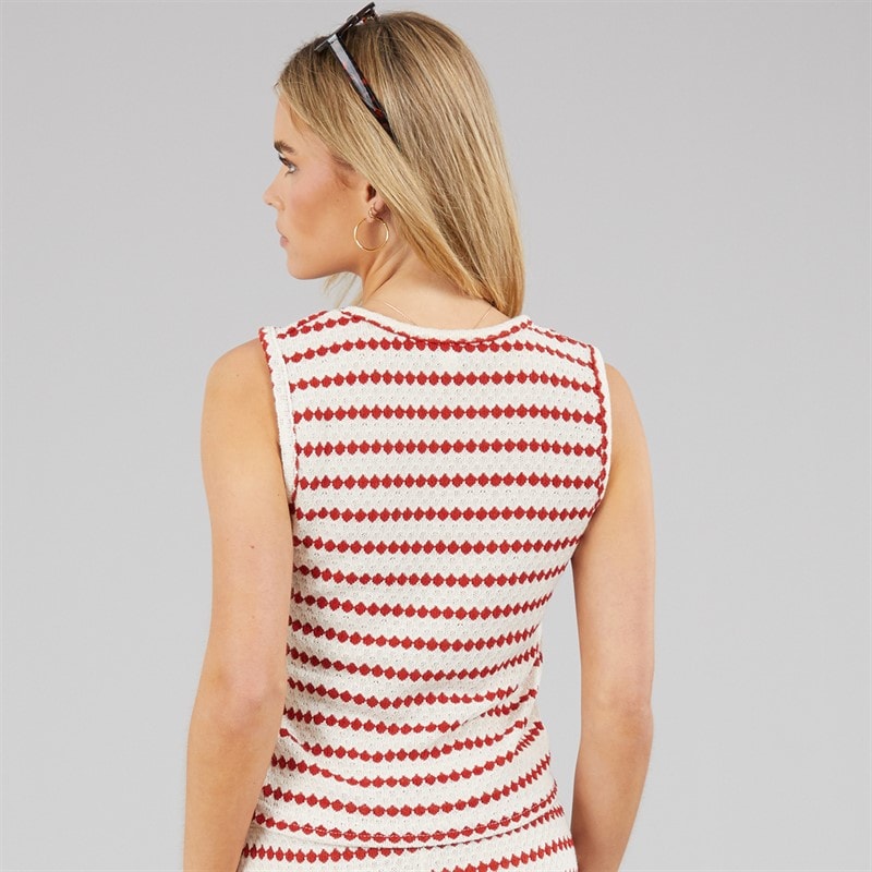 Brave Soul Womens Lynus Vest Cream/Red - Image 2