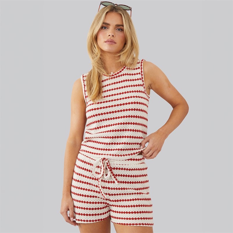 Brave Soul Womens Lynus Vest Cream/Red - Image 3