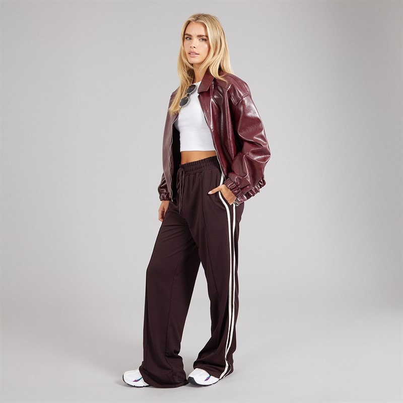 Brave Soul Womens Libbie Bomber Jacket With Collar Burgundy - Image 4