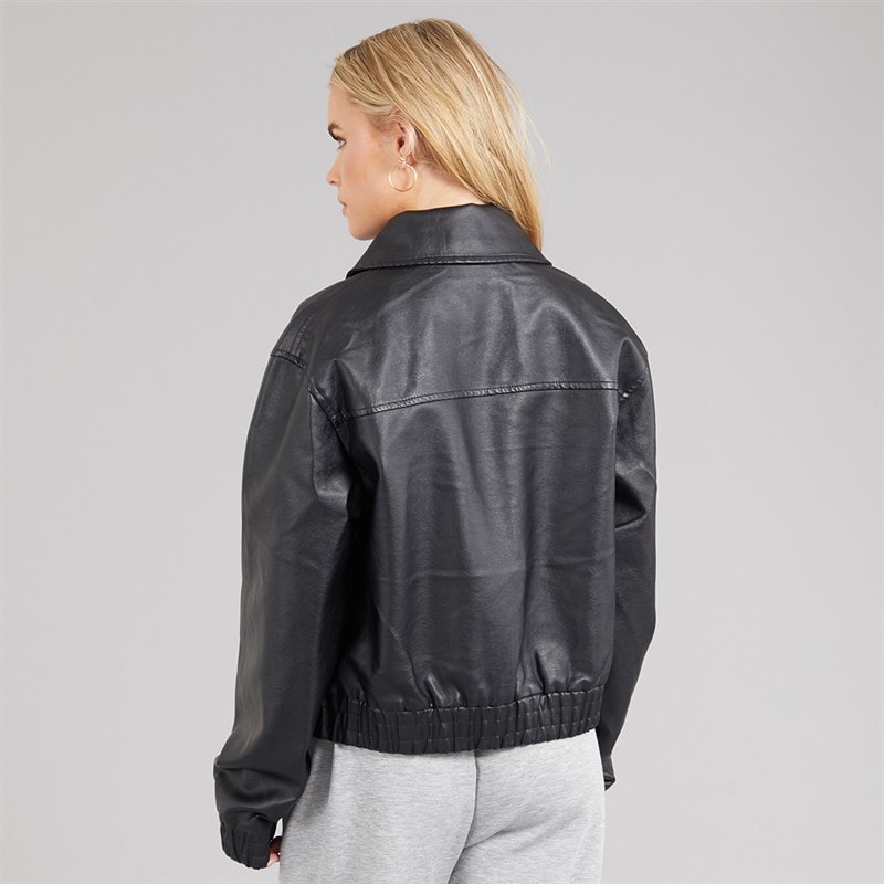 Brave Soul Womens Lutana Zip Through Bomber Jacket Black - Image 2