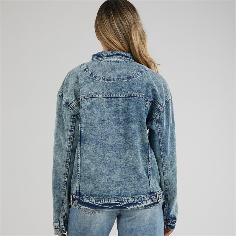Brave Soul Womens Antalya Oversized Denim Jacket Washed Mid Blue - Image 2