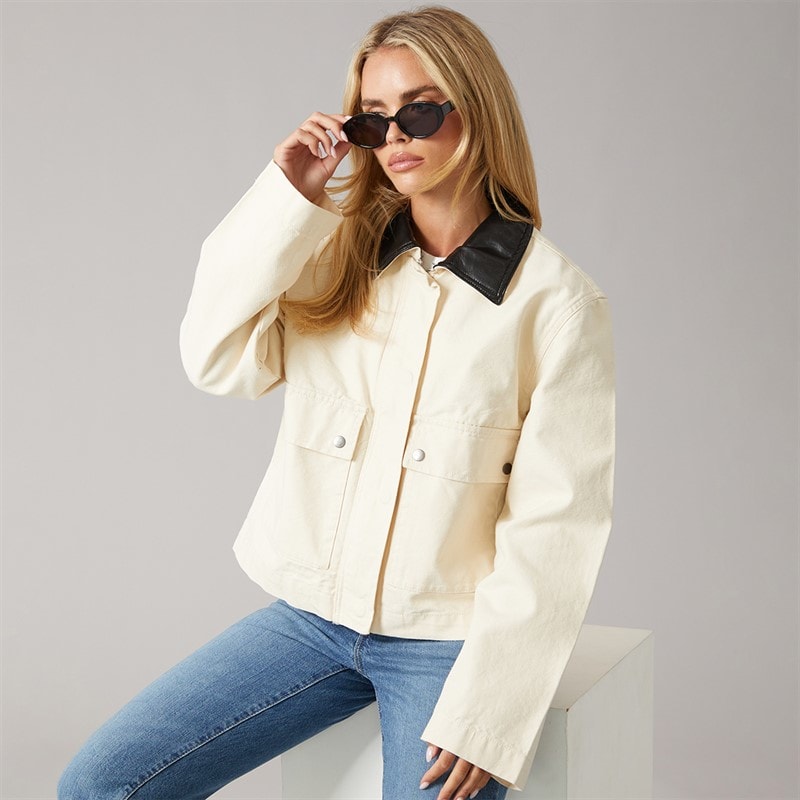 Brave Soul Womens Cadie Barn Jacket Stone - Image 3