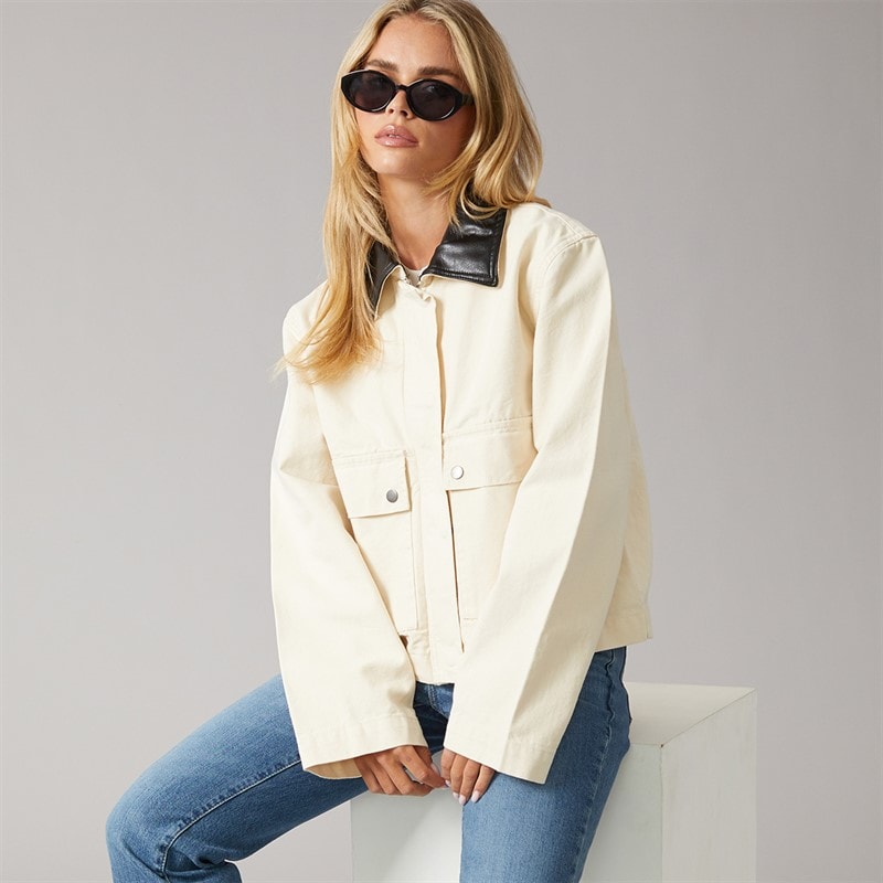 Brave Soul Womens Cadie Barn Jacket Stone - Image 5