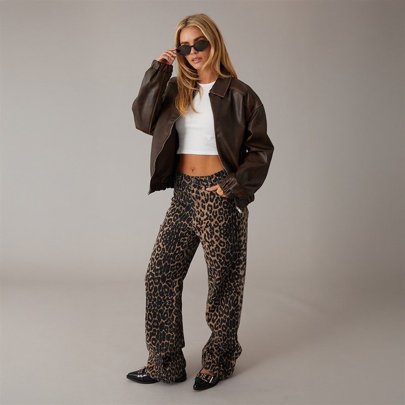 Brave Soul Womens Livvie Bomber Jacket With Collar Vintage Dark Brown - Image 4