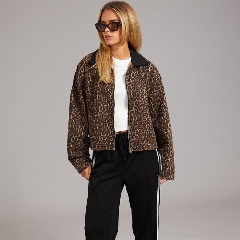 Brave Soul Womens Alexio Denim Barn Jacket Leopard Print - Image 3