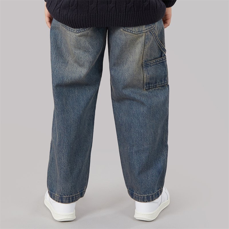 Brave Soul Boys Joiner Carpenter Loose Fit Jeans Mid Blue - Image 2