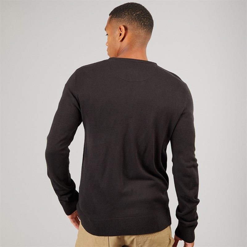 Brave Soul Mens Hybrid Knitted Jumper Jet Black - Image 2