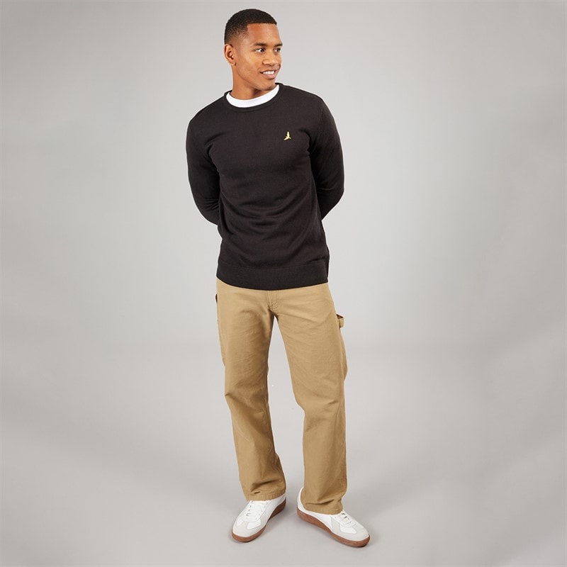 Brave Soul Mens Hybrid Knitted Jumper Jet Black - Image 3