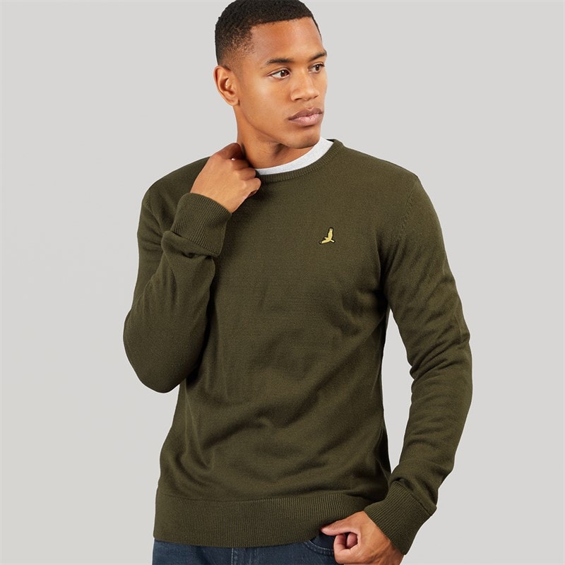 Brave Soul Mens Hybrid Knitted Jumper Khaki