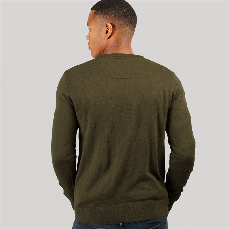 Brave Soul Mens Hybrid Knitted Jumper Khaki - Image 2