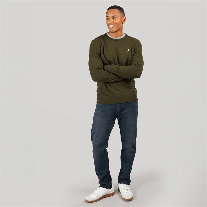 Brave Soul Mens Hybrid Knitted Jumper Khaki - Image 3