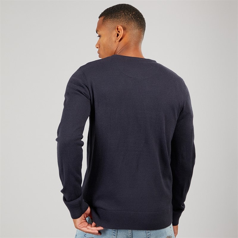 Brave Soul Mens Hybrid Knitted Jumper Navy - Image 2
