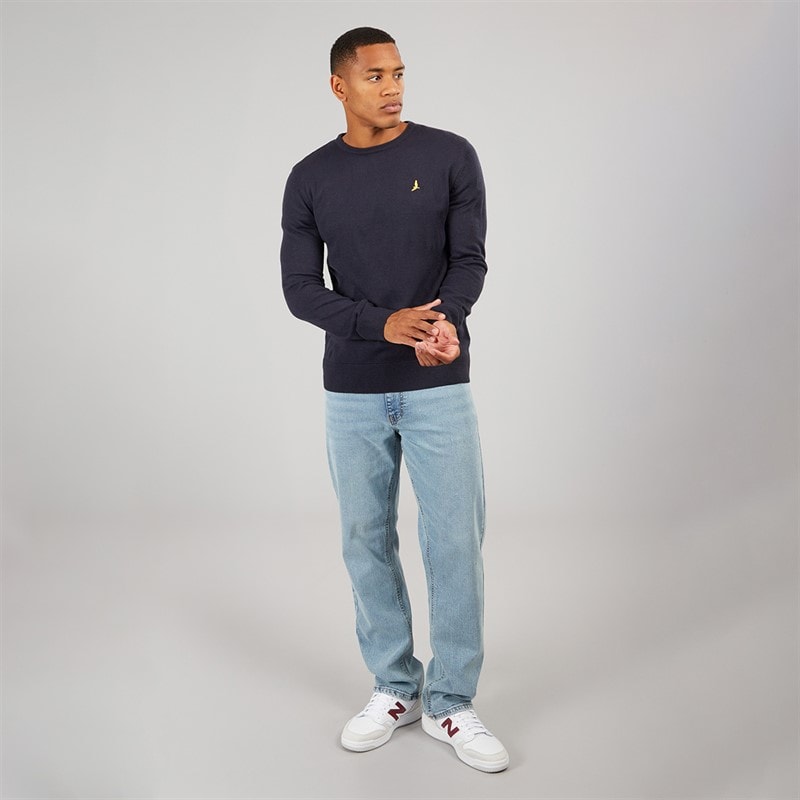 Brave Soul Mens Hybrid Knitted Jumper Navy - Image 3