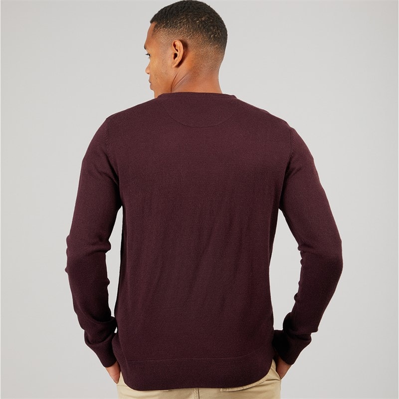 Brave Soul Mens Hybrid Knitted Jumper Oxblood - Image 2