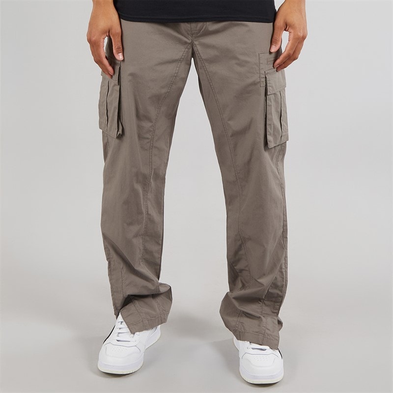 Brave Soul Mens Poplin Cargo Trousers Taupe