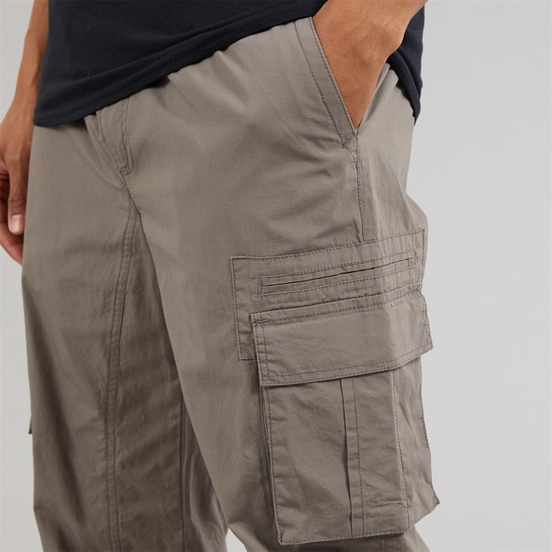 Brave Soul Mens Poplin Cargo Trousers Taupe - Image 3