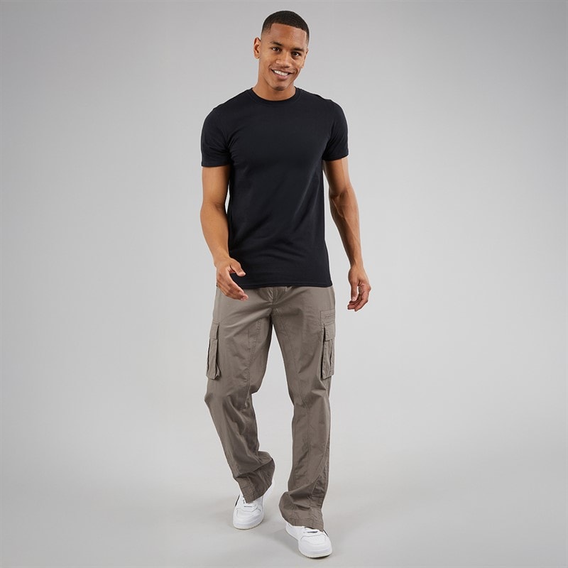 Brave Soul Mens Poplin Cargo Trousers Taupe - Image 4