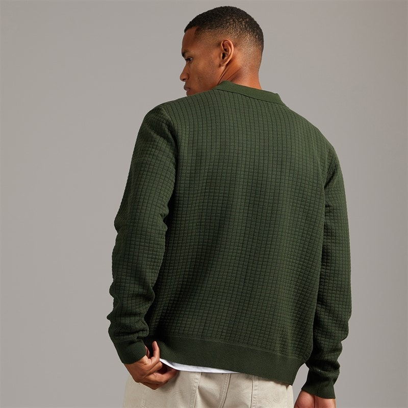 Brave Soul Mens Beara Knitted Cardigan Khaki - Image 2