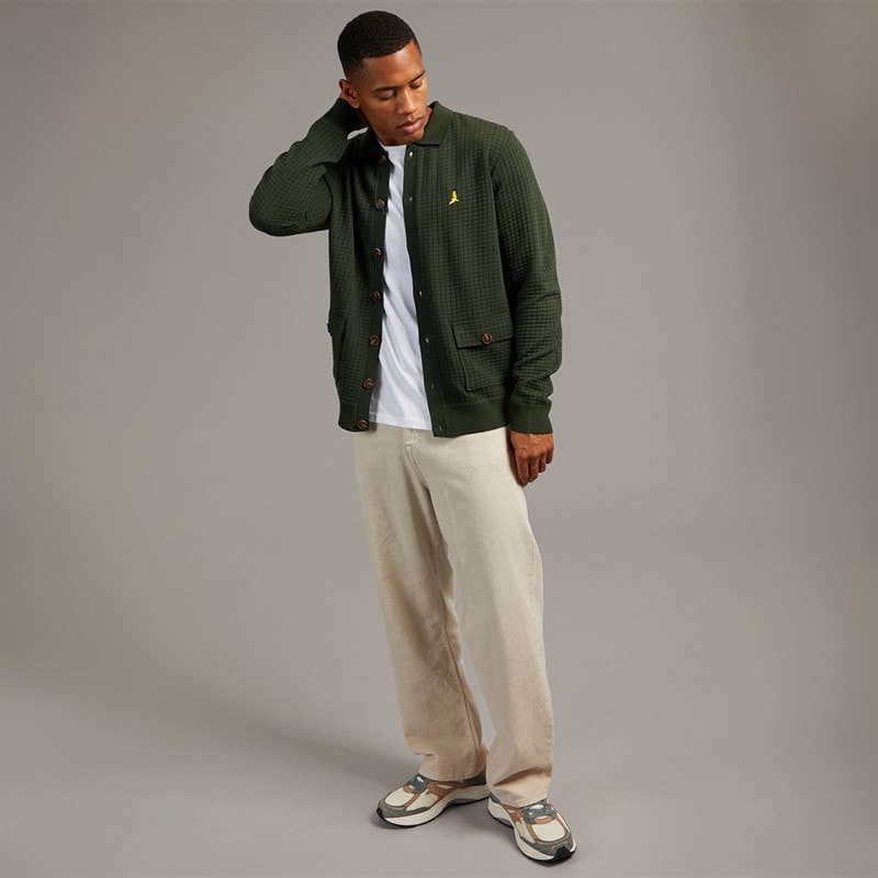 Brave Soul Mens Beara Knitted Cardigan Khaki - Image 4