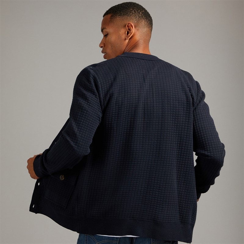 Brave Soul Mens Beara Knitted Cardigan Midnight Navy - Image 2