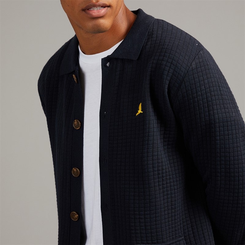 Brave Soul Mens Beara Knitted Cardigan Midnight Navy - Image 3