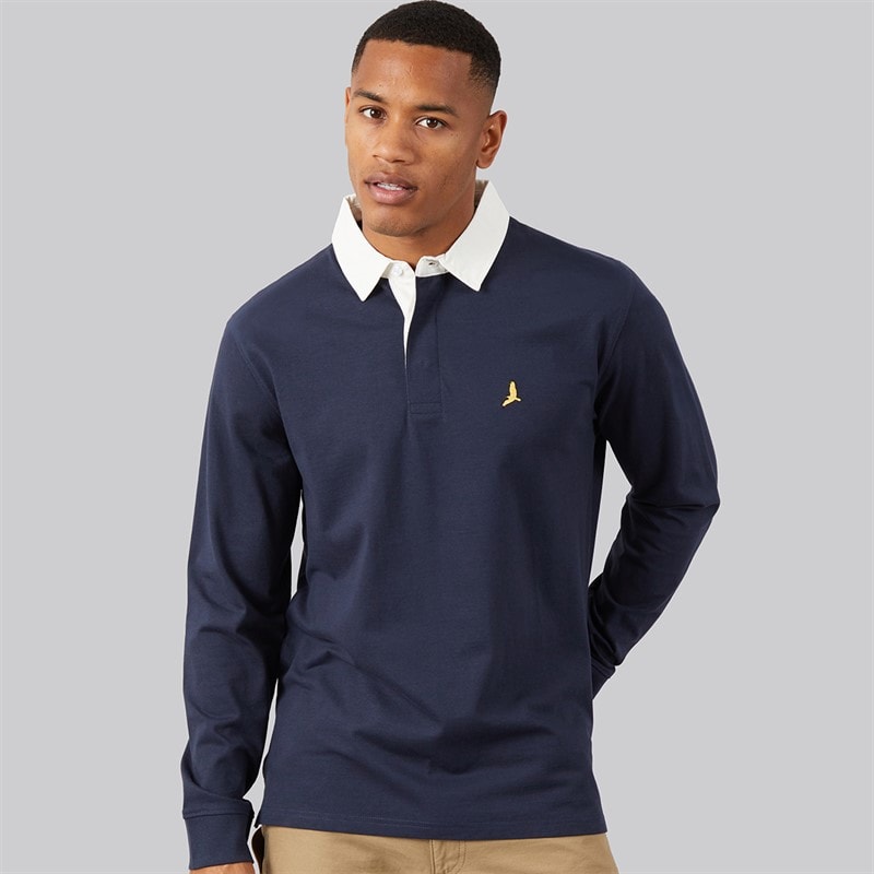 Brave Soul Mens Zeman Rugby Shirt Navy/Optic White - Image 3