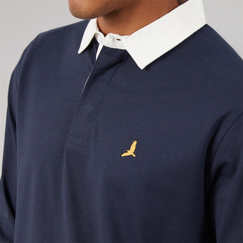 Brave Soul Mens Zeman Rugby Shirt Navy/Optic White - Image 5