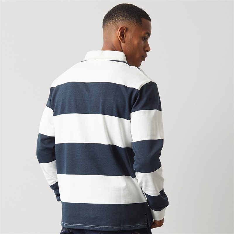 Brave Soul Mens Grosics Rugby Shirt Cream/Navy - Image 2