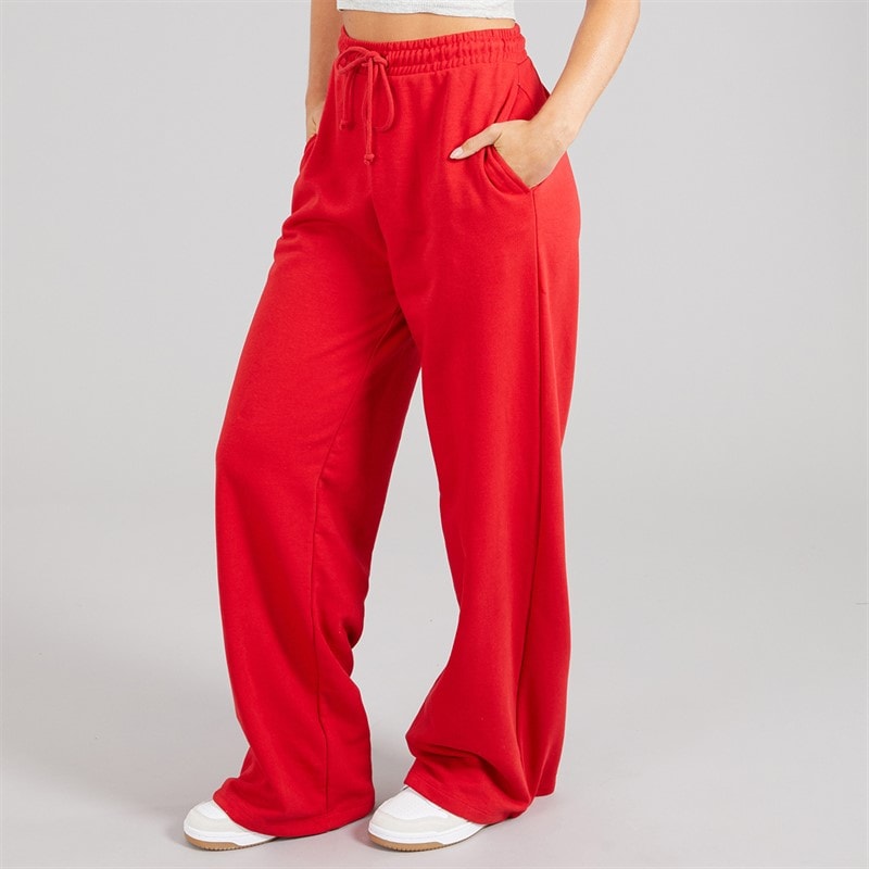 Brave Soul Womens Jemma Wide Leg Joggers Red - Image 3
