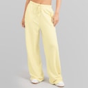 Brave Soul Womens Jemma Wide Leg Joggers Lemon
