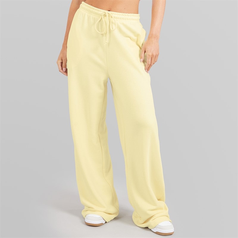 Brave Soul Womens Jemma Wide Leg Joggers Lemon