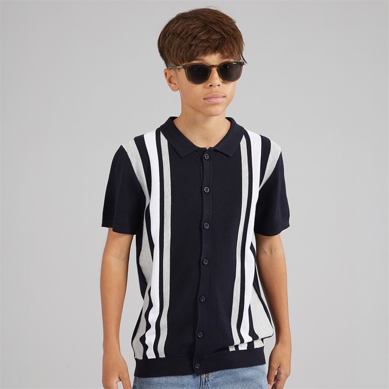 Brave Soul Boys Woodhay Polo Shirt Navy - Image 1