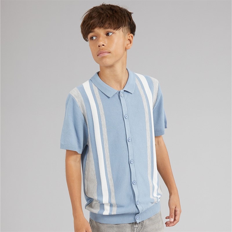Brave Soul Boys Woodhay Polo Shirt Steel Blue - Image 1