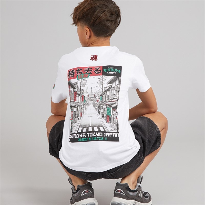 Brave Soul Boys Ameyoko T-Shirt Optic White/Multi Colour - Image 1