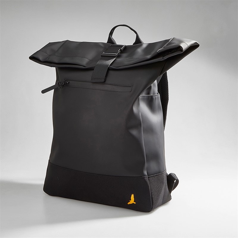 Brave Soul Mens Noel Roll Top Rubberised Backpack Black