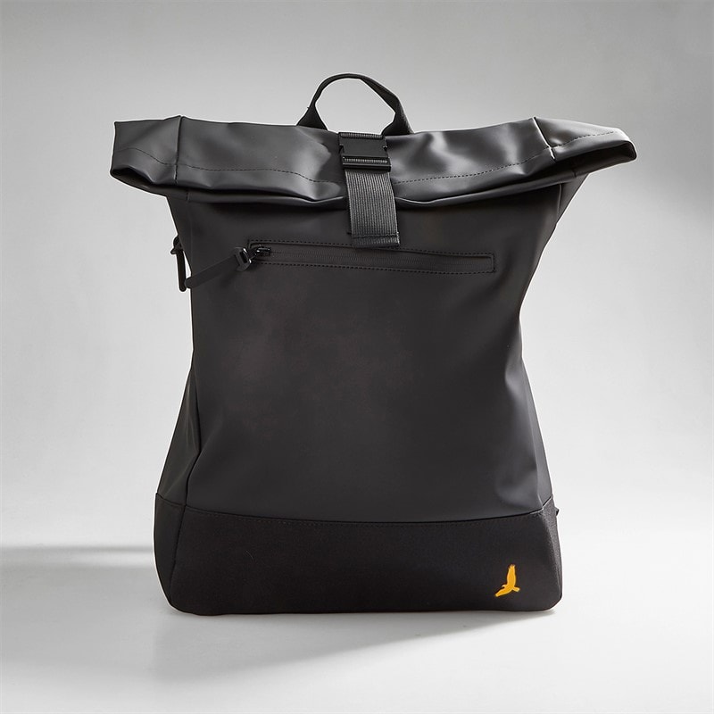 Brave Soul Mens Noel Roll Top Rubberised Backpack Black - Image 2
