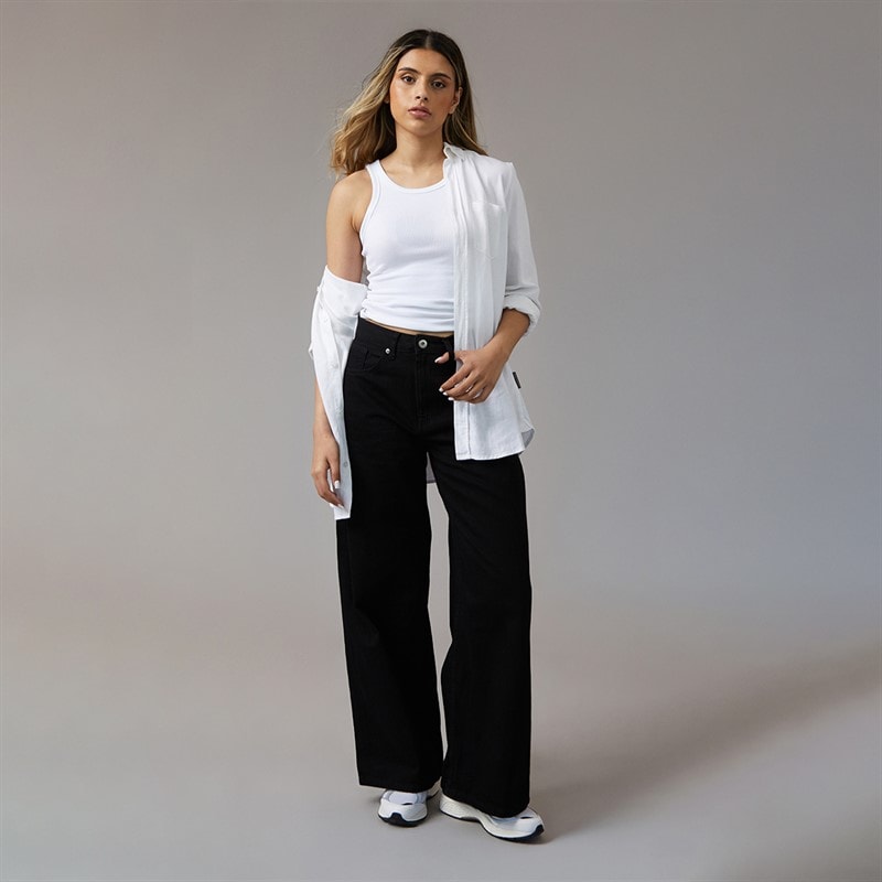Brave Soul Womens Peyton Wide Leg Jeans Black - Image 3